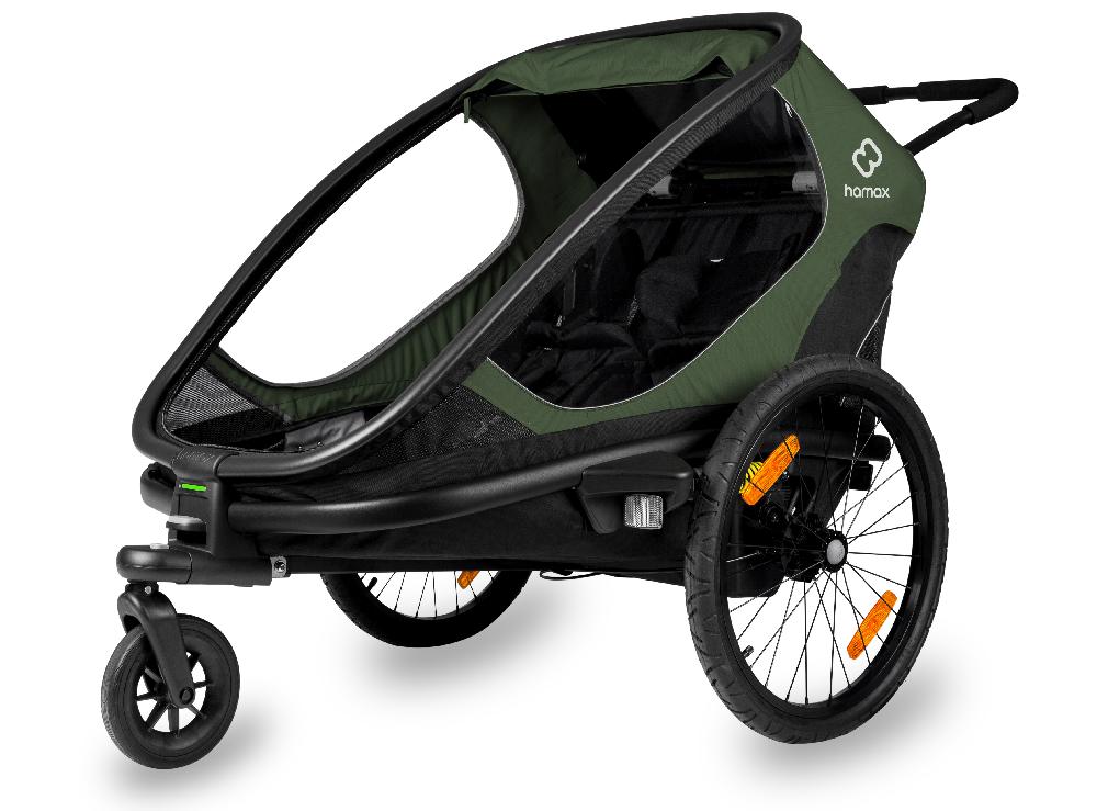 babymarkt Kinderfahrradanhänger Outback mit Rückenlehnenverstellung Green Black