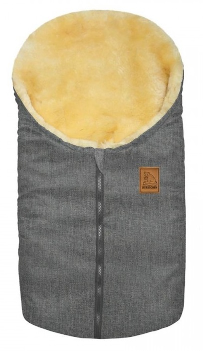 babymarkt Kleiner Lammfellfußsack Eisbärchen grau meliert