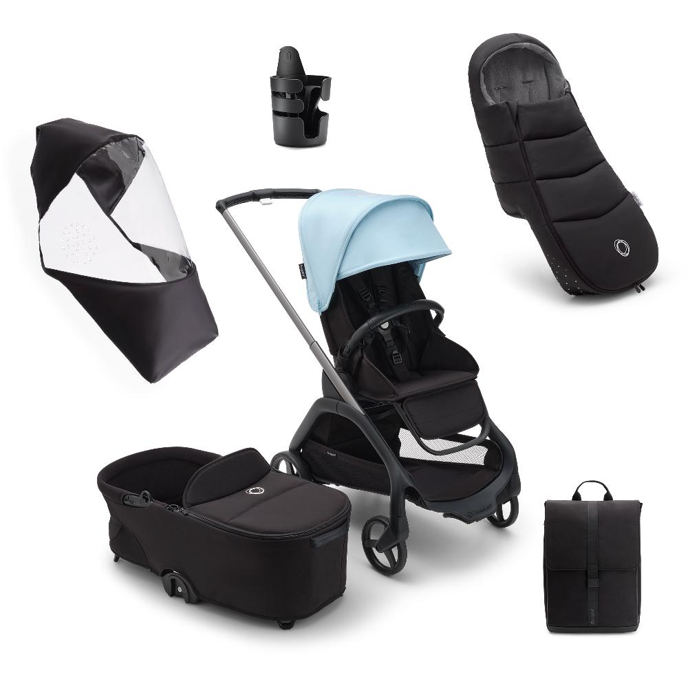 babymarkt Kinderwagen Dragonfly Complete Graphite/Midnight Black/Skyline Blue Essential Bundle