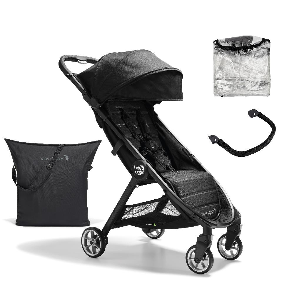 babymarkt Buggy City Tour 2 Pitch Black inklusive Sicherheitsbügel und Wetterschutz