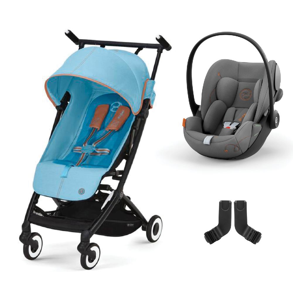 babymarkt Buggy Libelle Beach Blue inklusive Babyschale Cloud G i-Size Lava Grey und Adapter
