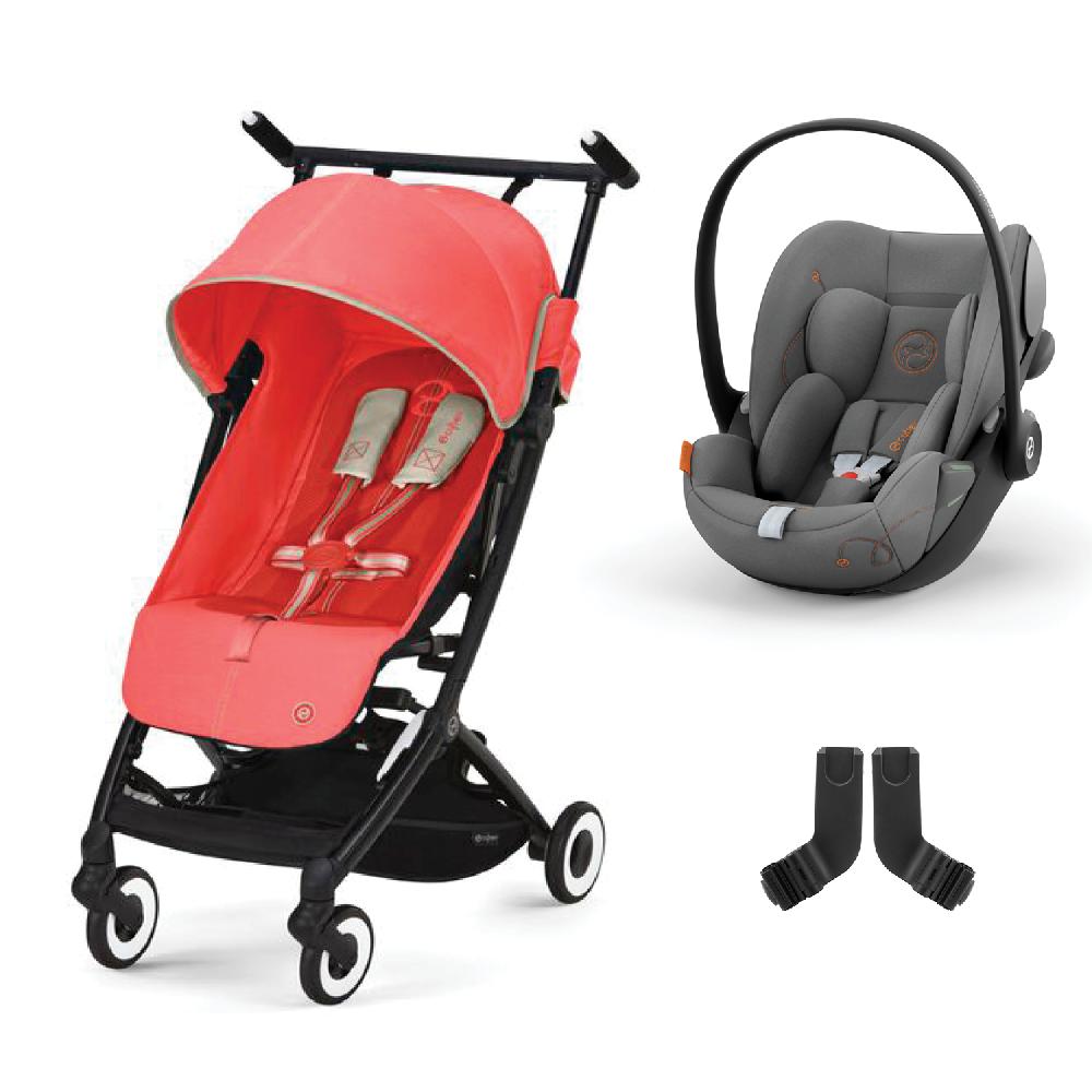 babymarkt Buggy Libelle Hibiscus Red inklusive Babyschale Cloud G i-Size Lava Grey und Adapter