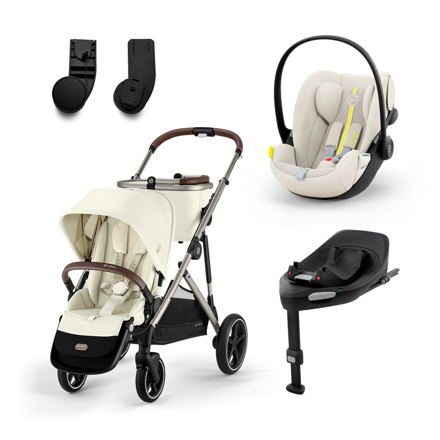 babymarkt Kinderwagen Gazelle S Taupe Seashell Beige inklusive Babyschale Cloud G i-Size Plus Seashell Beige Basisstation Base G und Adapter