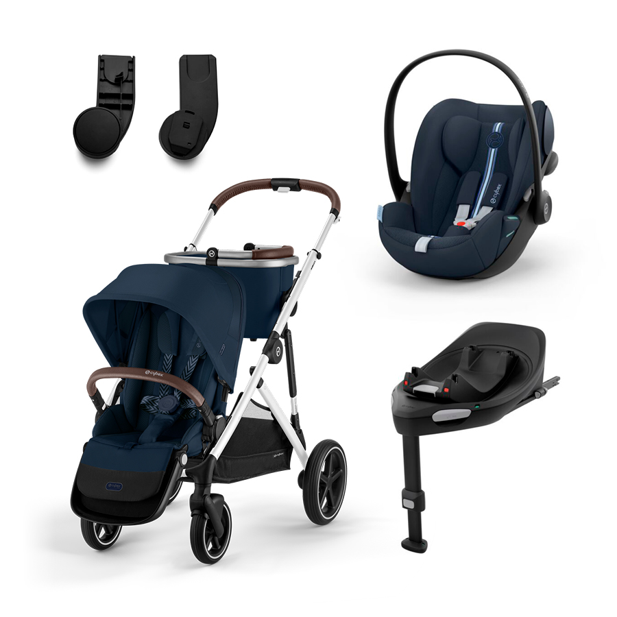 babymarkt Kinderwagen Gazelle S Silver Ocean Blue inklusive Babyschale Cloud G i-Size Plus Ocean Blue Basisstation Base G und Adapter