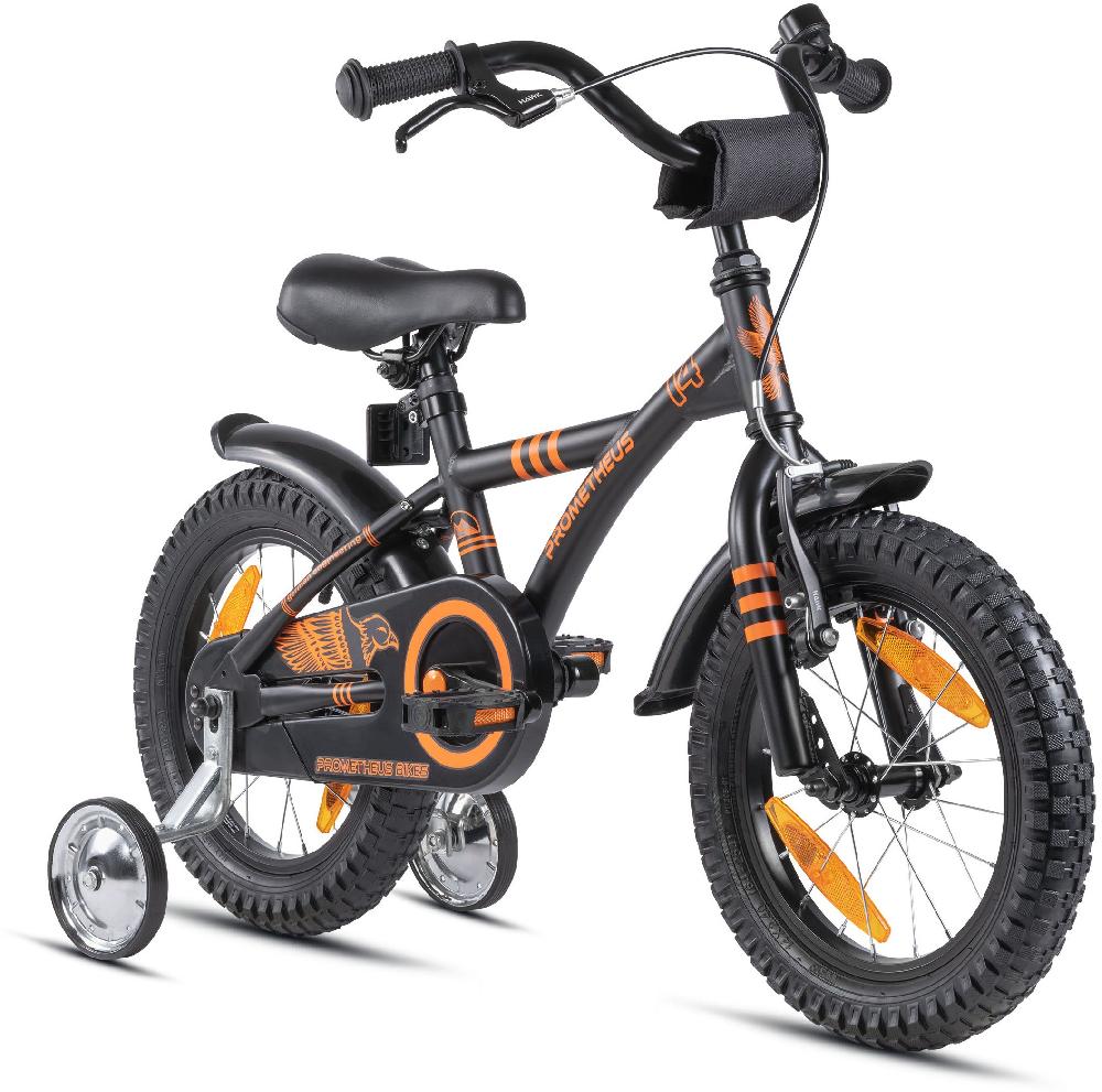 babymarkt Kinderfahrrad 14" mit Stützräder schwarz matt-orange