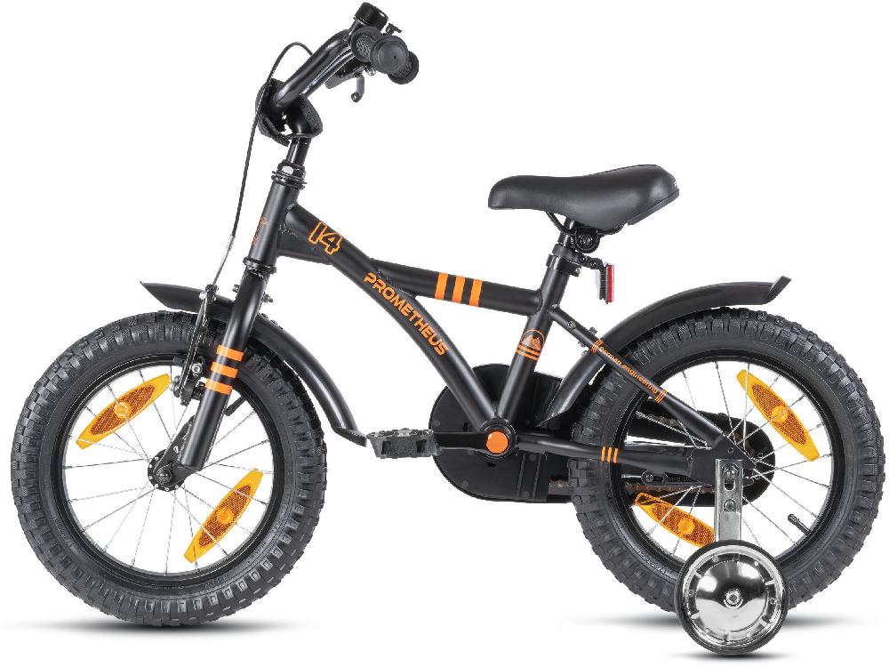 babymarkt Kinderfahrrad 14" mit Stützräder schwarz matt-orange Weihnachtsangebot