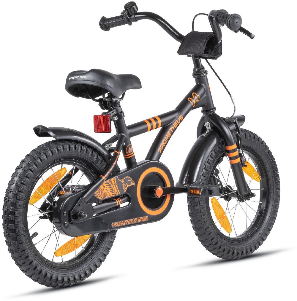 babymarkt Kinderfahrrad 14" mit Stützräder schwarz matt-orange Weihnachtsangebot