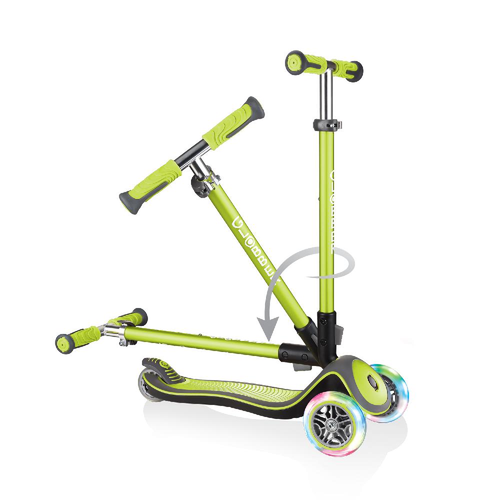 babymarkt Scooter ELITE DELUXE LIGHTS mit Leuchtrollen lime grün Räumungsverkauf