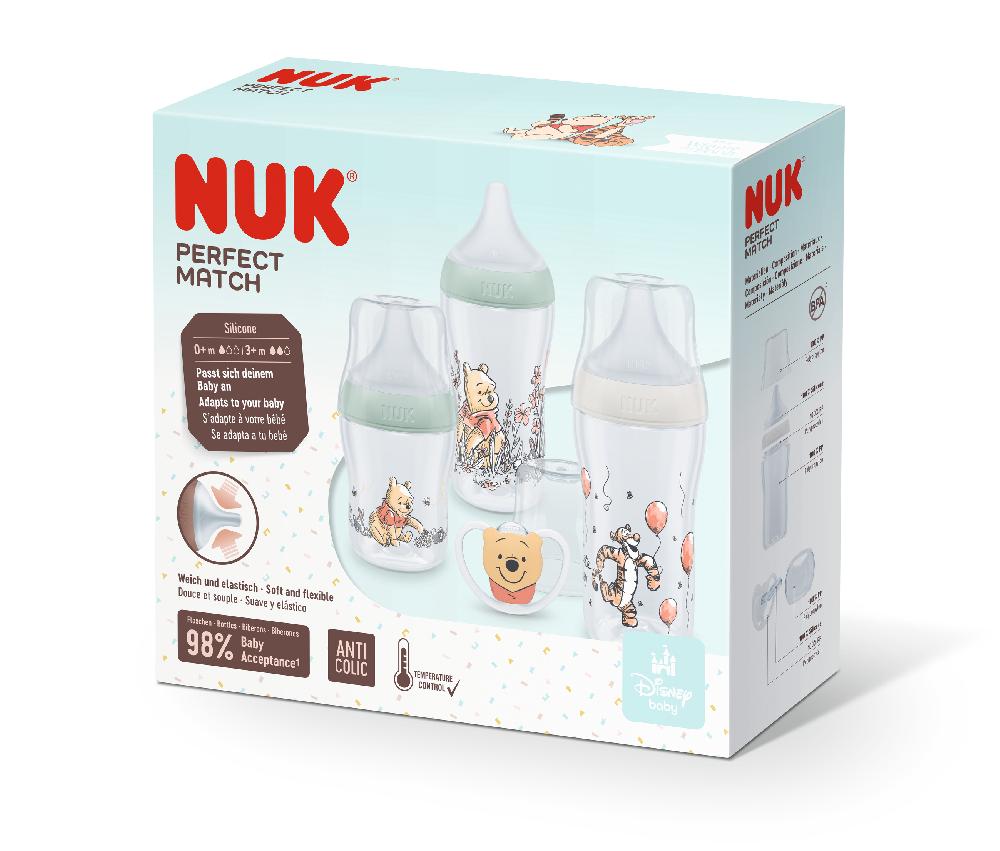 babymarkt Starterset Perfect Match Disney Winnie Pooh Anti-Colic inkl. Schnuller Space 0-6 Monate in beige und mint Blitzverkäufe