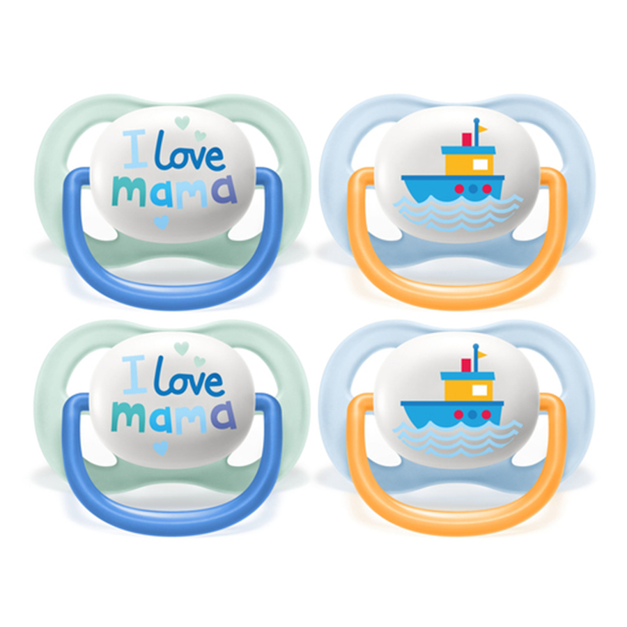 babymarkt Philips Schnuller ultra air SCF080/01 Collection Happy 0-6m Boy Mama/Boat im Doppelpack