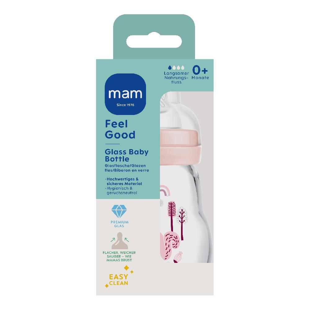 babymarkt Glasflasche Feel Good blau 170 ml ab 0 Monaten Vogel/Eichhörnchen in rosa Räumungsverkauf