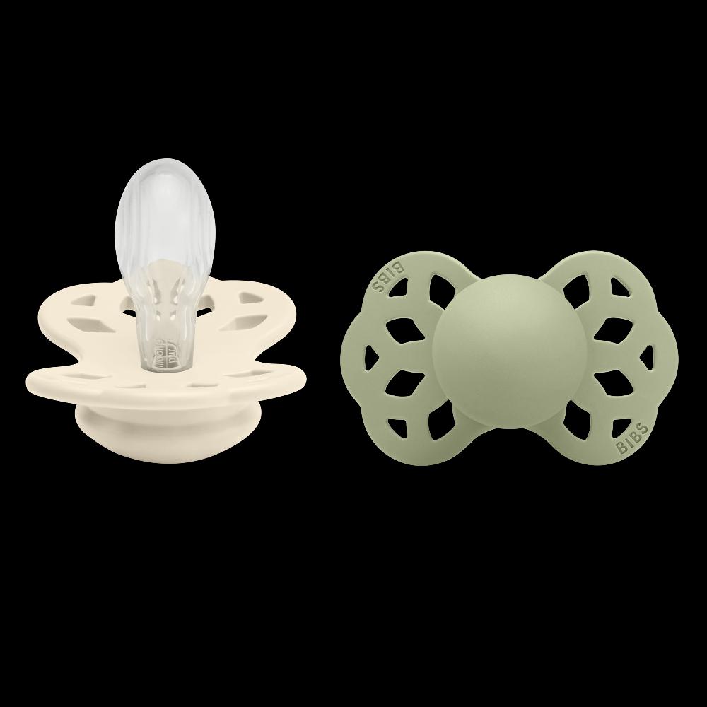 babymarkt Schnuller Infinity symmetrischer Sauger 6-18 Monate Ivory & Sage 2 Stk