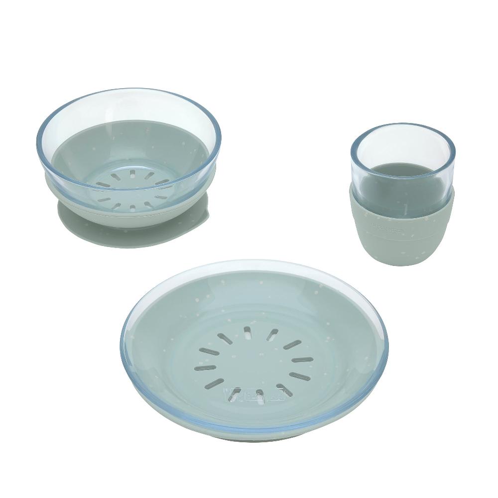 babymarkt Esslernset aus Glas und Silikon blue