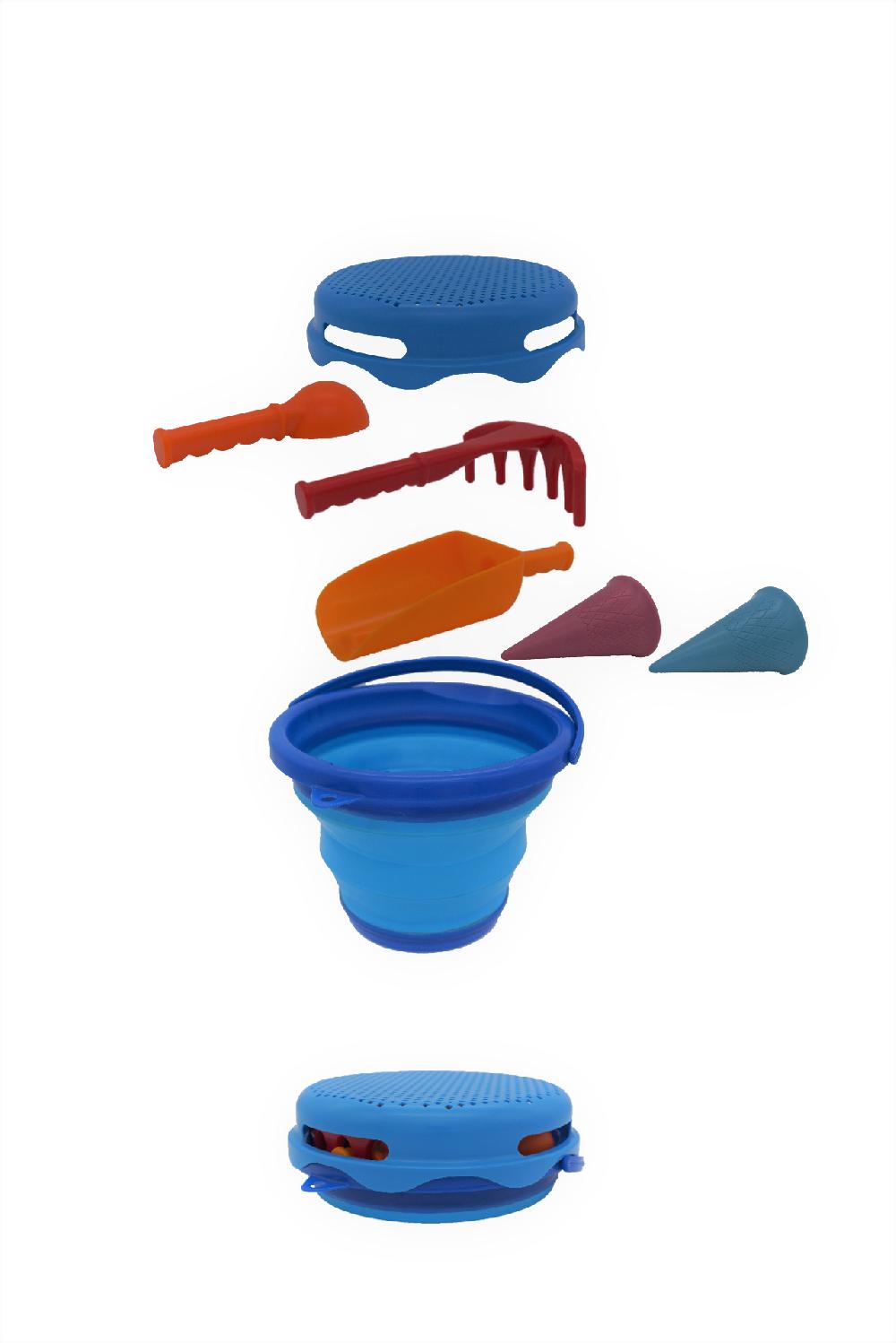 babymarkt 7-in-1 Sand Toys Falteimer-Set blau Auslauf