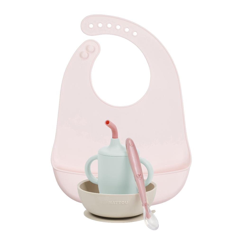 babymarkt Esslernset 4-teilig mit Lätzchen Silikon in rosa Outlet