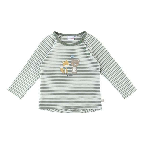 babywalz Bornino - Cute FoxRaglanshirt langarm Ringel Fox Friends grün/offwhite