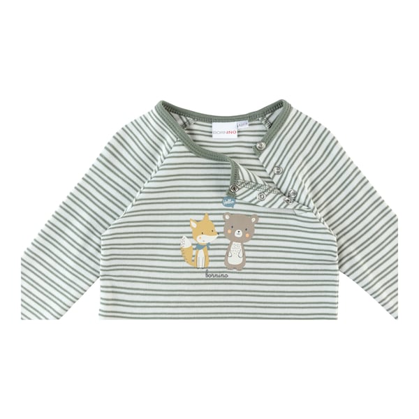 babywalz Bornino - Cute FoxRaglanshirt langarm Ringel Fox Friends grün/offwhite 50% Rabatt für begrenzte Zeit
