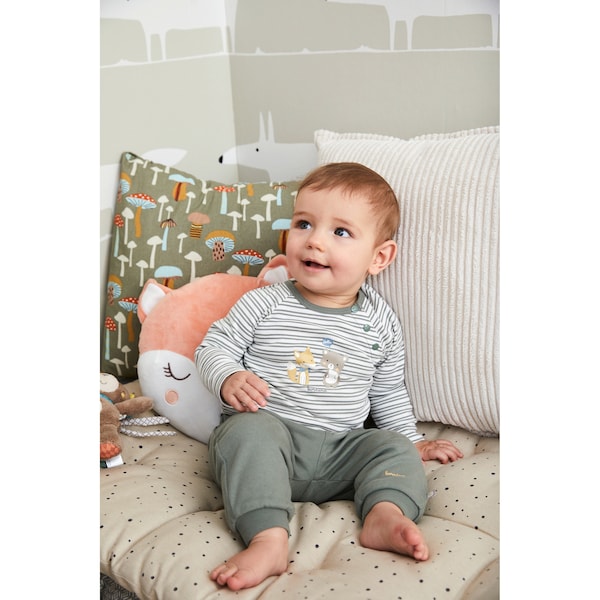 babywalz Bornino - Cute FoxRaglanshirt langarm Ringel Fox Friends grün/offwhite 50% Rabatt für begrenzte Zeit