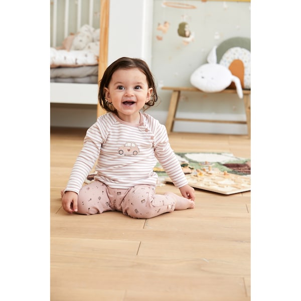 babywalz Bornino - Farm LifeRaglanshirt langarm Ringel Auto rosa/offwhite Outlet
