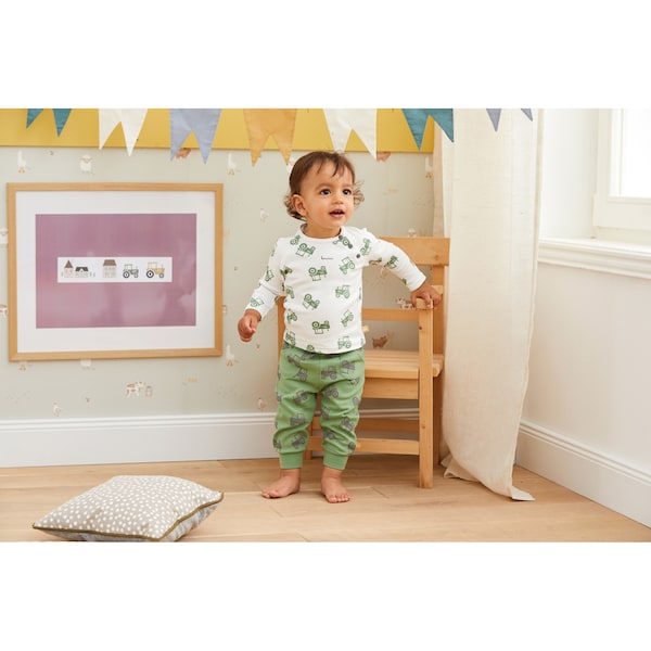 babywalz Bornino - Farm LifeRaglanshirt langarm Traktor offwhite/grün Auslauf
