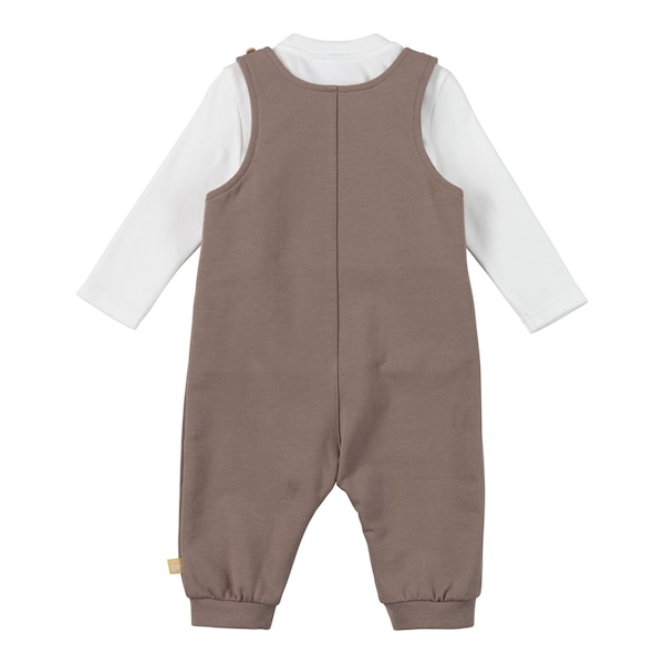 babywalz Bornino - Farm Life2-tlg. Set Latzhose und Shirt Traktor braun/offwhite Versandkostenfrei