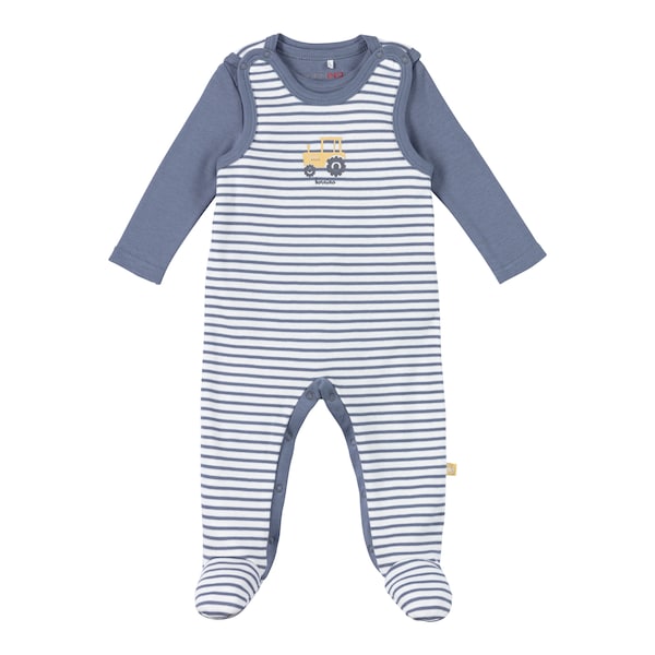 babywalz Bornino - Farm LifeStrampler-Set 2-tlg. mit Body Traktor blau/offwhite