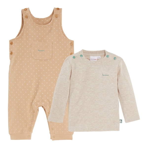 babywalz Bornino - Tiny Houses2-tlg. Set Latzhose und Shirt langarm Haus Saisonschlussverkauf