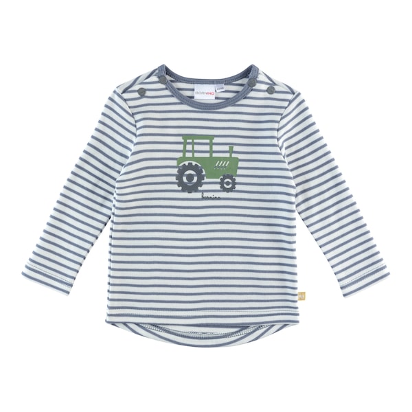 babywalz Bornino - Farm LifeShirt langarm Ringel Traktor blau/offwhite