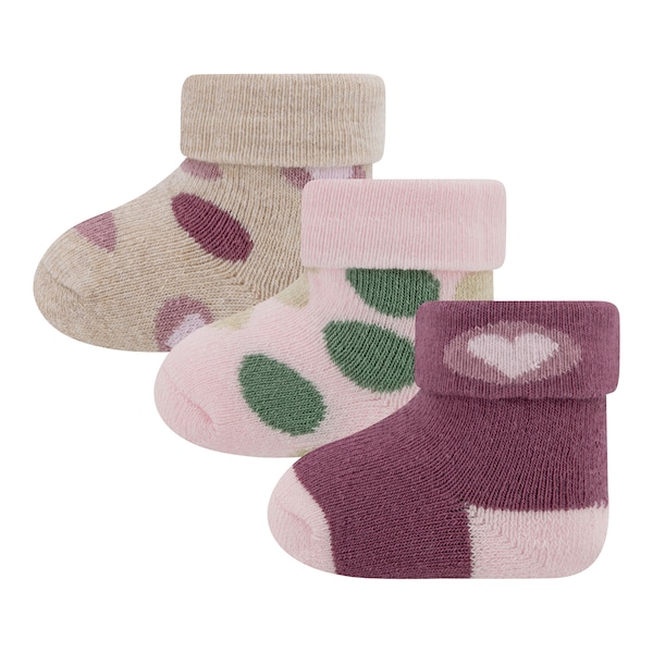 babywalz Ewers3er-Pack Erstlingssocken Herzen rosa/beige/beere