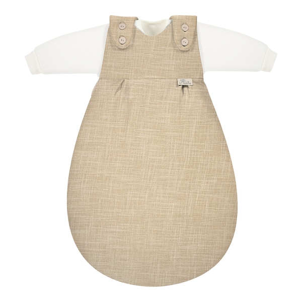 babywalz Alvi - BABY-MÄXCHEN3 tlg. Ganzjahresschlafsack Slub Musselin 2.5 TOG beige / Slub Muslin