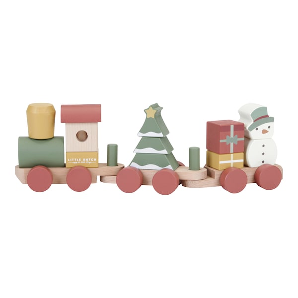 babywalz Little DutchHolzeisenbahn mit Steck-Formen Weihnachten Kostenloser Versand
