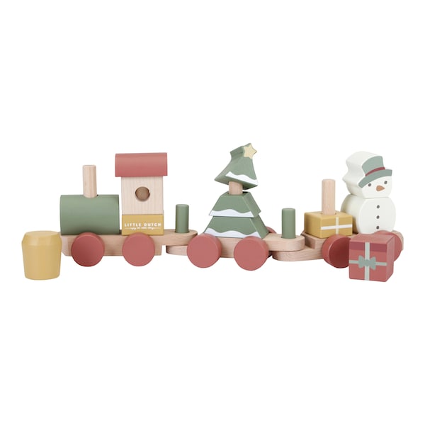 babywalz Little DutchHolzeisenbahn mit Steck-Formen Weihnachten Kostenloser Versand