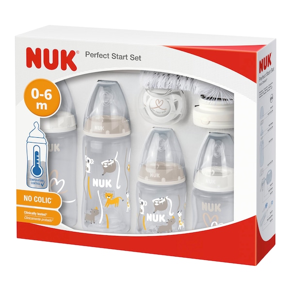babywalz NUK9-tlg. Babyflaschen-Set First Choice Plus Temperature Control Anti-Kolik-Weithals 150-300ml 0-6M weiß / beige Clearance-Verkauf