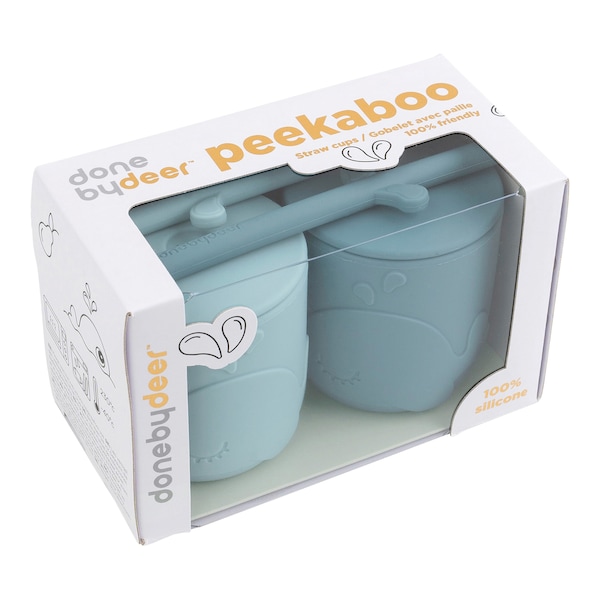 babywalz Done by Deer2er-Pack Peekaboo Strohhalmbecher Wally 120ml blau Begrenzt auf 3 Tage