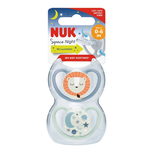 babywalz NUK2er-Pack Schnuller Space Night 0-6M Löwe / Sterne Black Friday Preise