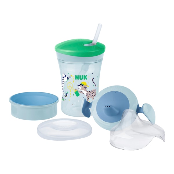 babywalz NUK5-tlg. Trinklernset Action Cup 230ml grün / blau