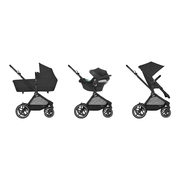 babywalz Cybex - GOLDKombikinderwagen Eos Lux Trio-Set inkl. Babyschale Aton B2 i-Size moon black / volcano black