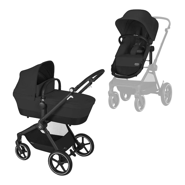 babywalz Cybex - GOLDKombikinderwagen Eos Lux Trio-Set inkl. Babyschale Aton B2 i-Size moon black / volcano black Neueste Mode