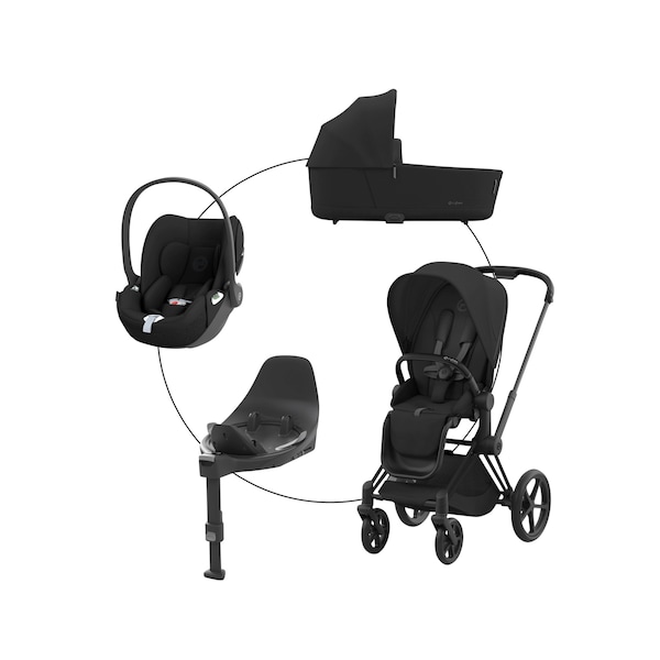 babywalz Cybex - PLATINUMKombikinderwagen PRIAM Travel-Set inkl. Babyschale Cloud T i-Size und Isofix-Basis Base T matt black / sepia black