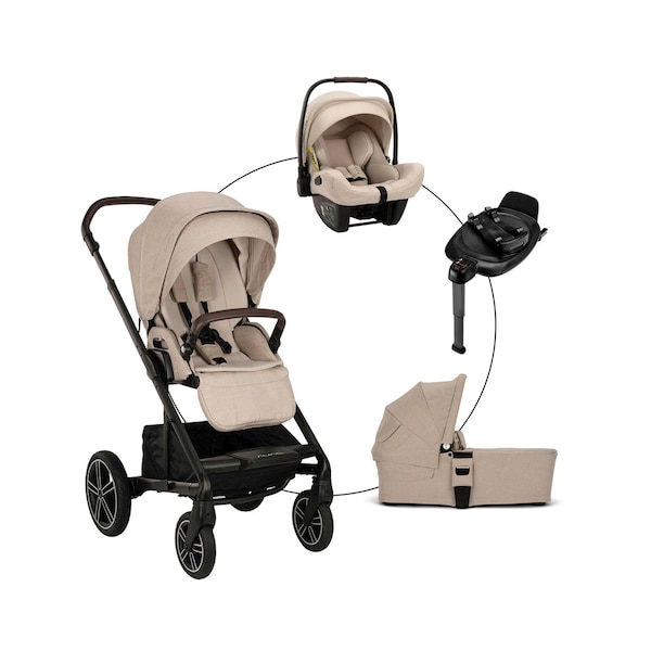 babywalz NunaKombikinderwagen Mixx Next Travel-Set inkl. Babyschale Pipa Next und Isofix-Basis Base Next biscotti
