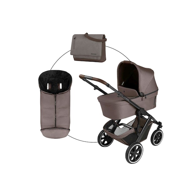 babywalz ABC DesignKombikinderwagen Salsa 5 Air inkl. Wickeltasche und Fußsack nature