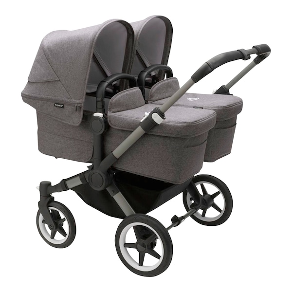babywalz Bugaboo - DONKEY 5Zwillings- und Geschwisterwagen Bundle Twin graphite / grey melange