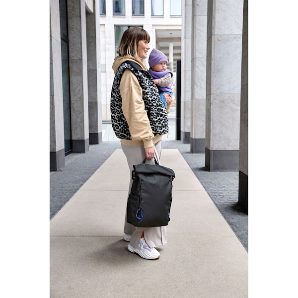 babywalz LässigWickelrucksack Rolltop schwarz Schlussverkauf
