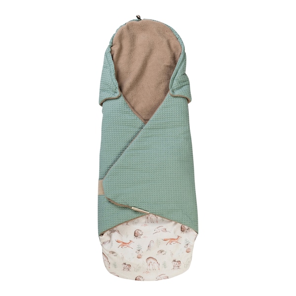 babywalz UllenboomEinschlagdecke Waffelpiqué wattiert beige / grün / Waldfreunde Große Rabatte