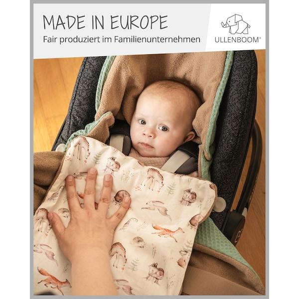 babywalz UllenboomEinschlagdecke Waffelpiqué wattiert beige / grün / Waldfreunde Große Rabatte