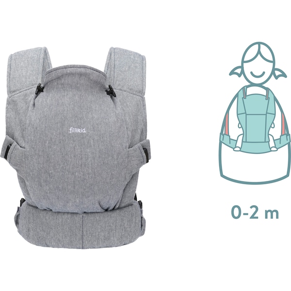 babywalz FillikidNatural Babytrage 2 Tragepositionen stone Kostenloser Versand international