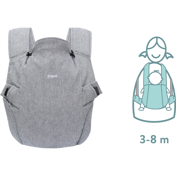 babywalz FillikidNatural Babytrage 2 Tragepositionen stone Kostenloser Versand international