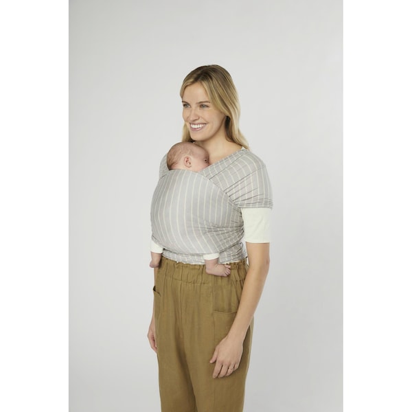babywalz Ergobaby® - AURA WRAPTragetuch Strick 490 cm grey stripes Jubiläumsangebot