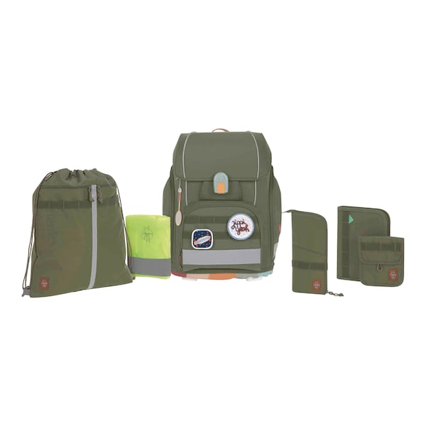 babywalz LässigSchulranzen-Set Boxy Unique 7-tlg. olive