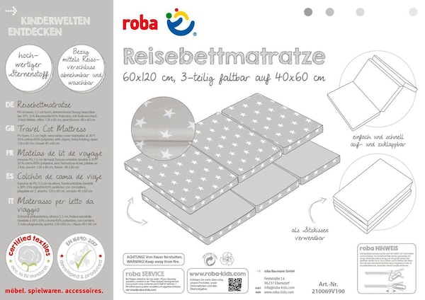 babywalz robaReisebettmatratze 60x120 Little Stars Räumungsverkauf